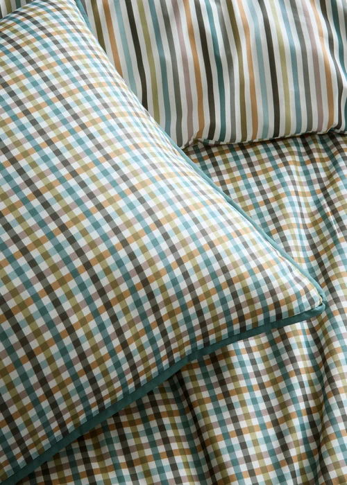 Appletree Micro Check Reversible Green Duvet Cover Set - Double Image 3