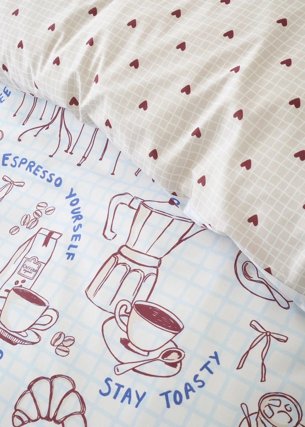 Fusion Coffee Club Super Soft Blue Duvet Cover Set - Single Image 3