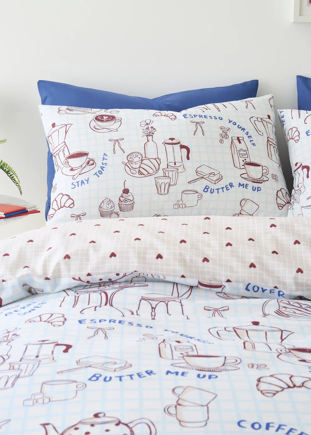Fusion Coffee Club Super Soft Blue Duvet Cover Set - Single Image 2