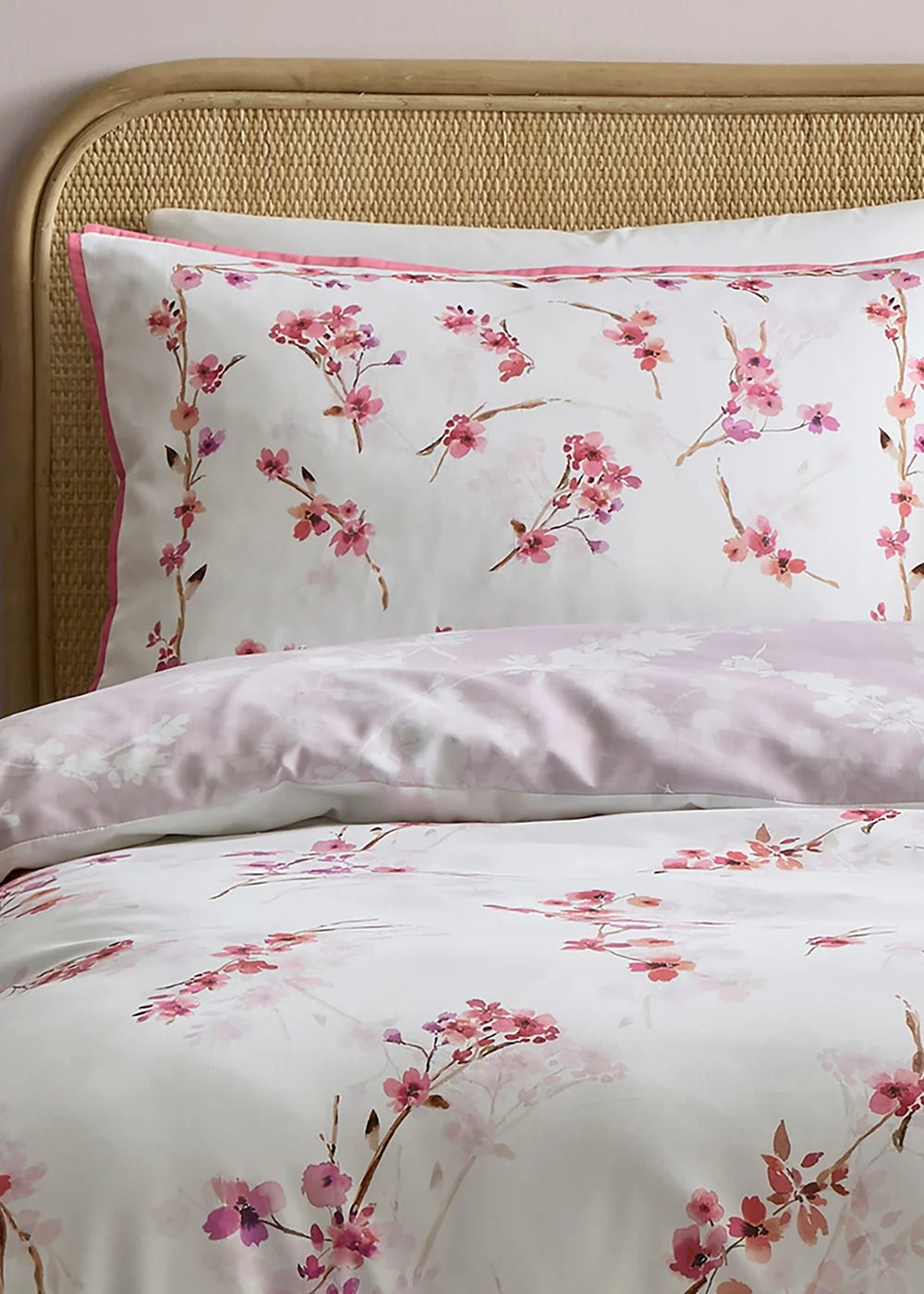 Appletree Blossom Flower Reversible Berry Duvet Cover Set - Double Image 2