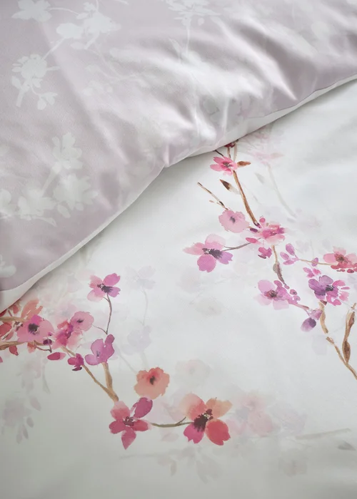 Appletree Blossom Flower Reversible Berry Duvet Cover Set - Double Image 3