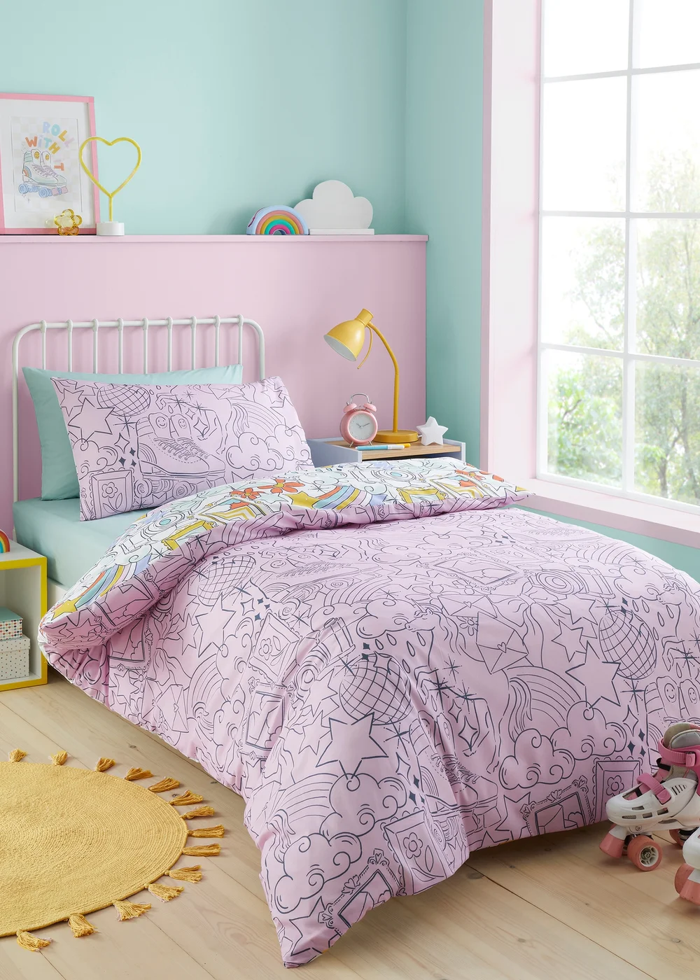 Bedlam Doodle Hobby Kids Reversible Multi Colour Duvet Cover Set - Single Image 4