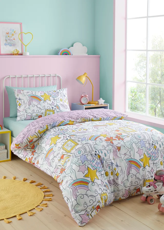 Bedlam Doodle Hobby Kids Reversible Multi Colour Duvet Cover Set