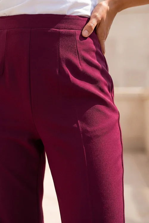Roman Wine Petite Straight Leg Ponte Stretch Trouser - 12 Image 4