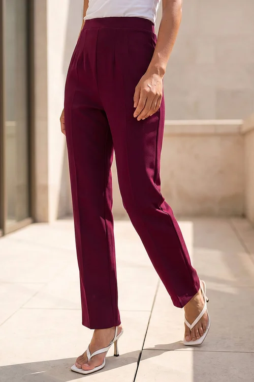 Roman Wine Petite Straight Leg Ponte Stretch Trouser - 12 Image 2