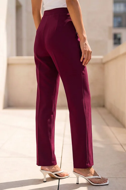 Roman Wine Petite Straight Leg Ponte Stretch Trouser - 12 Image 3