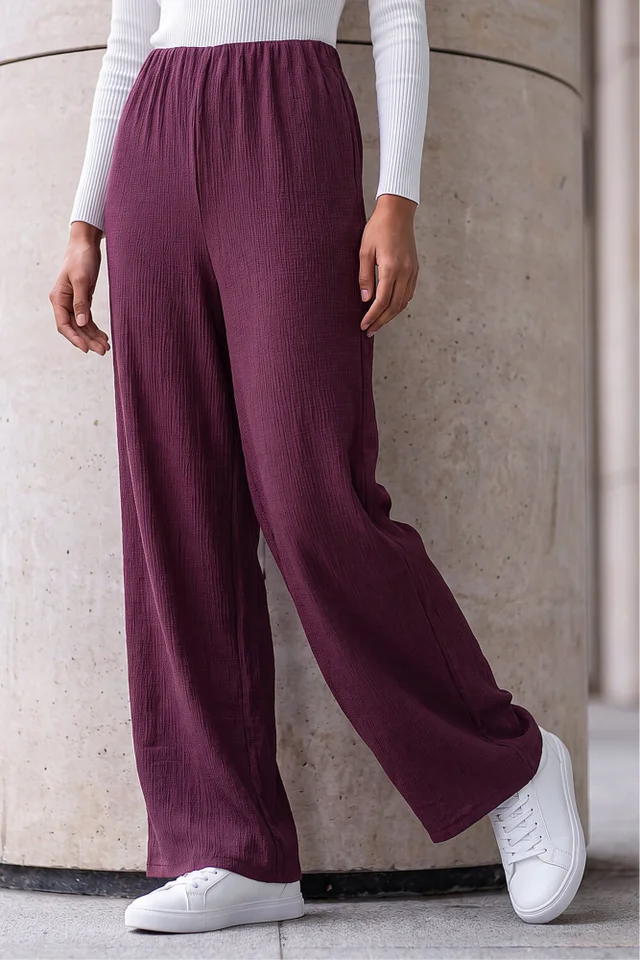 Roman Wine Petite Textured Trouser