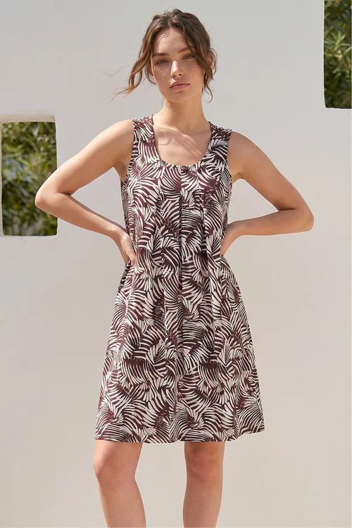 Roman Chocolate Petite Abstract Print Pocket Dress - 16 Image 1