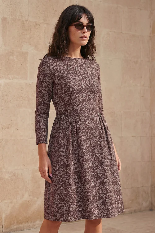 Roman Chocolate Side Detail Short Dress - 12 Image 1