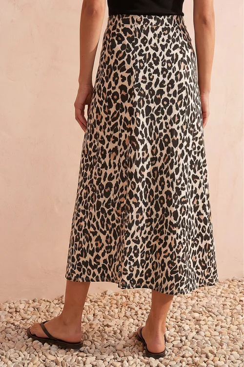 Roman Camel Animal Print Jersey Midi Skirt - 20 Image 3