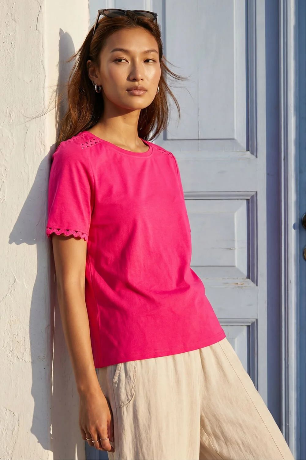 Roman Pink Cotton Ric Rac Detail T-Shirt - 16 Image 1