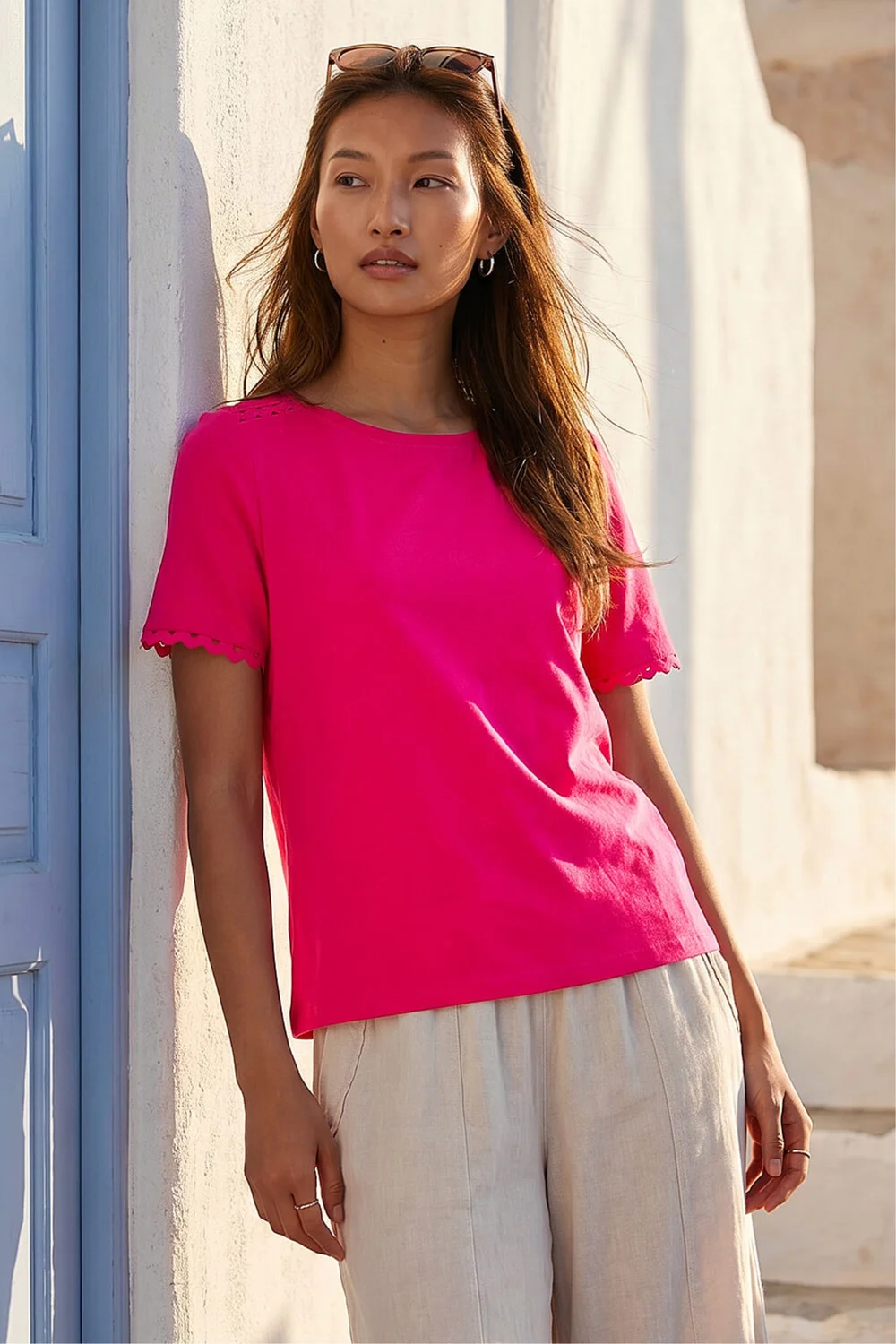 Roman Pink Cotton Ric Rac Detail T-Shirt - 16 Image 2