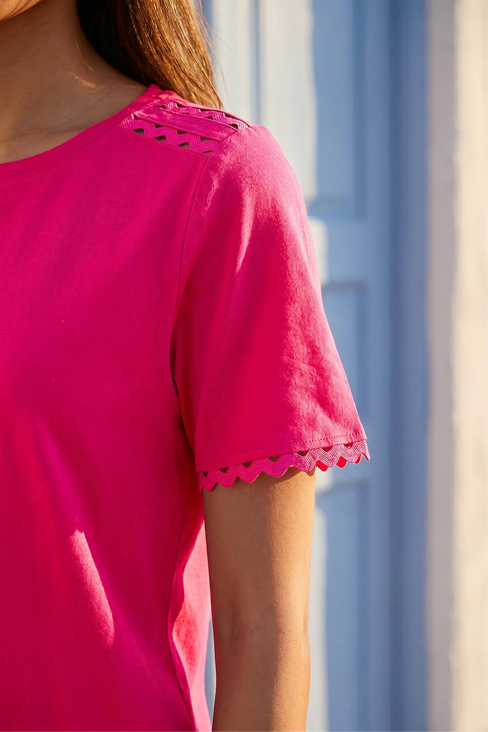 Roman Pink Cotton Ric Rac Detail T-Shirt - 16 Image 4
