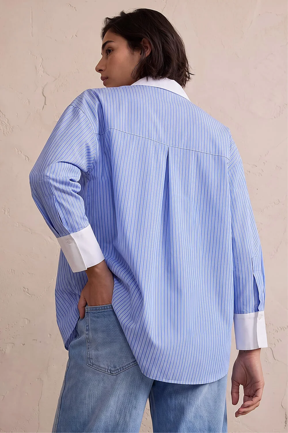 Roman Blue Petite Contrast Stripe Shirt - 10 Image 4