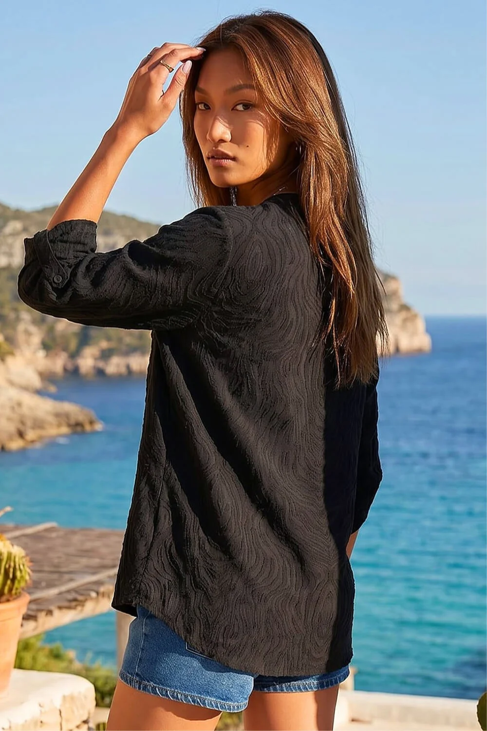 Roman Black Texture Burnout Shirt - 12 Image 3
