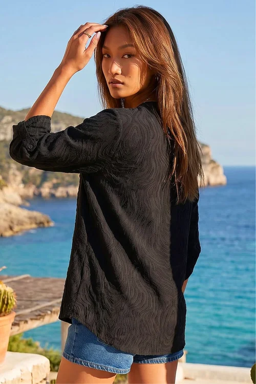 Roman Black Texture Burnout Shirt - 12 Image 3