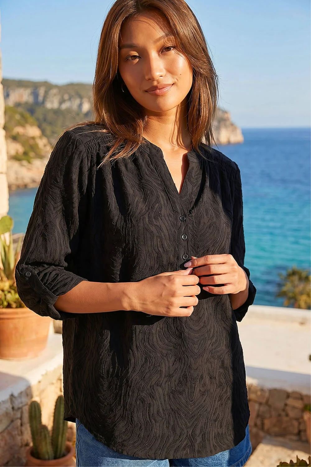 Roman Black Texture Burnout Shirt - 12 Image 1