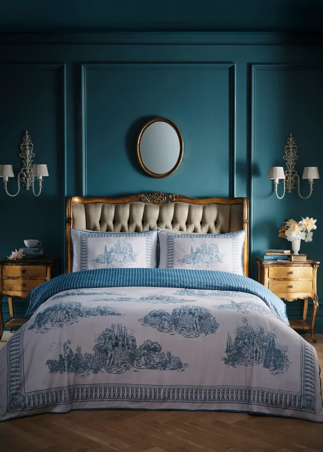 Laurence Llewelyn-Bowen Tuscan Toile Reversible Blue Duvet Cover Set