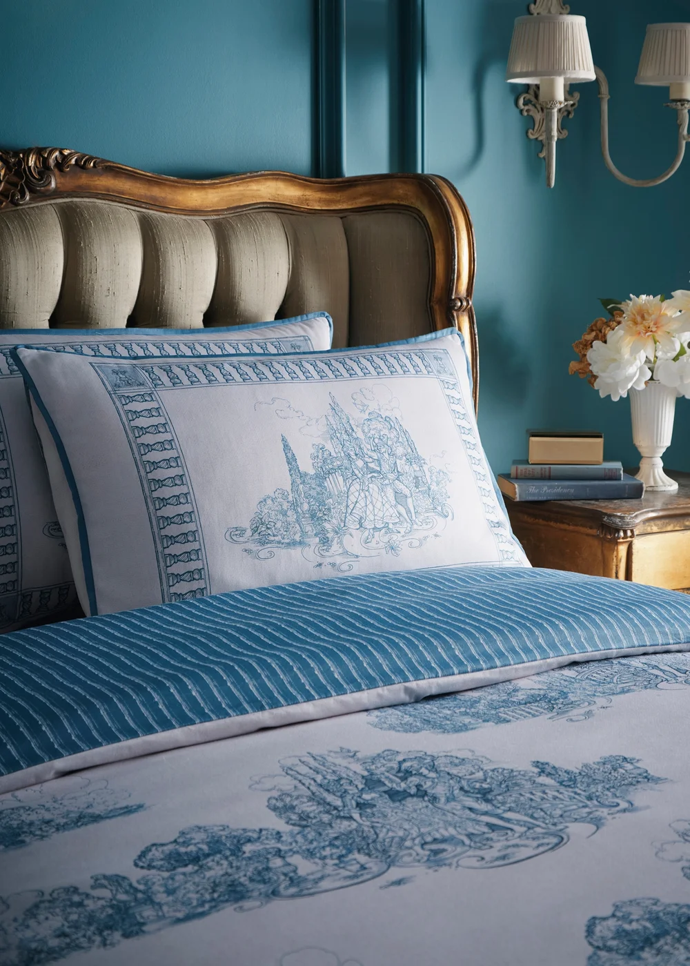 Laurence Llewelyn-Bowen Tuscan Toile Reversible Blue Duvet Cover Set - Double Image 2