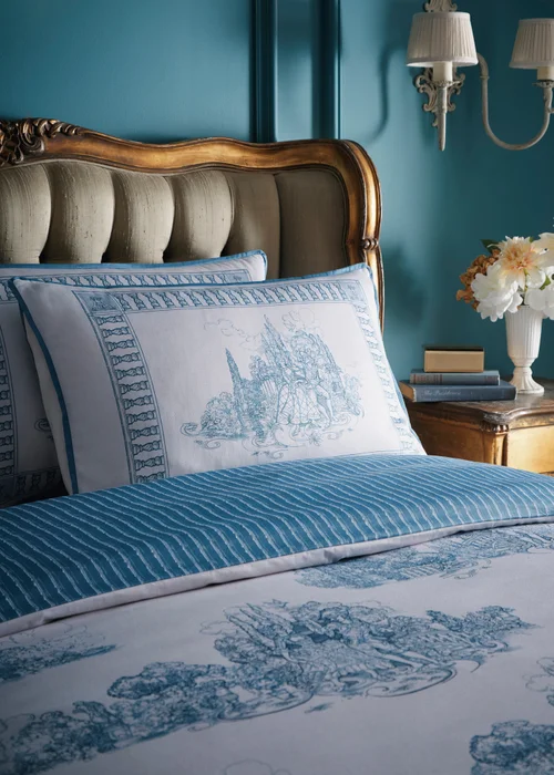 Laurence Llewelyn-Bowen Tuscan Toile Reversible Blue Duvet Cover Set - Double Image 2