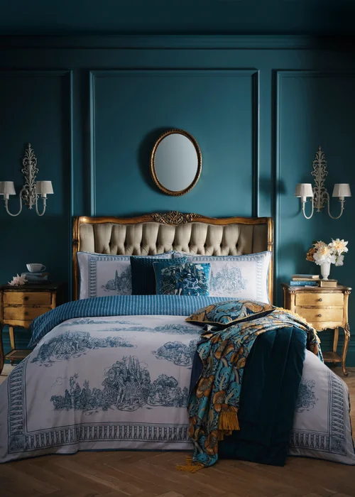Laurence Llewelyn-Bowen Tuscan Toile Reversible Blue Duvet Cover Set - Double Image 5