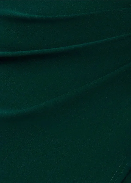 Goddiva Emerald Green Scuba & Chiffon Balloon Sleeve Wrap Midi Dress - 12 Image 4