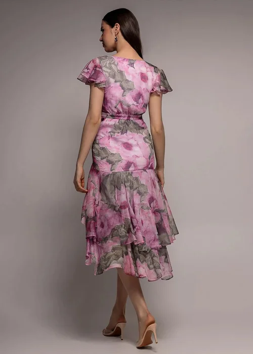 Goddiva Blush Floral Wrap High & Low Midaxi Dress - 10 Image 2