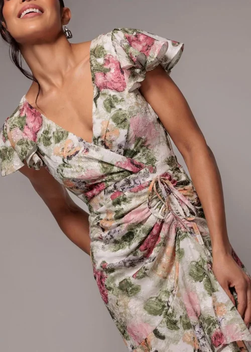 Goddiva Cream Floral Wrap High & Low Midaxi Dress - 12 Image 3