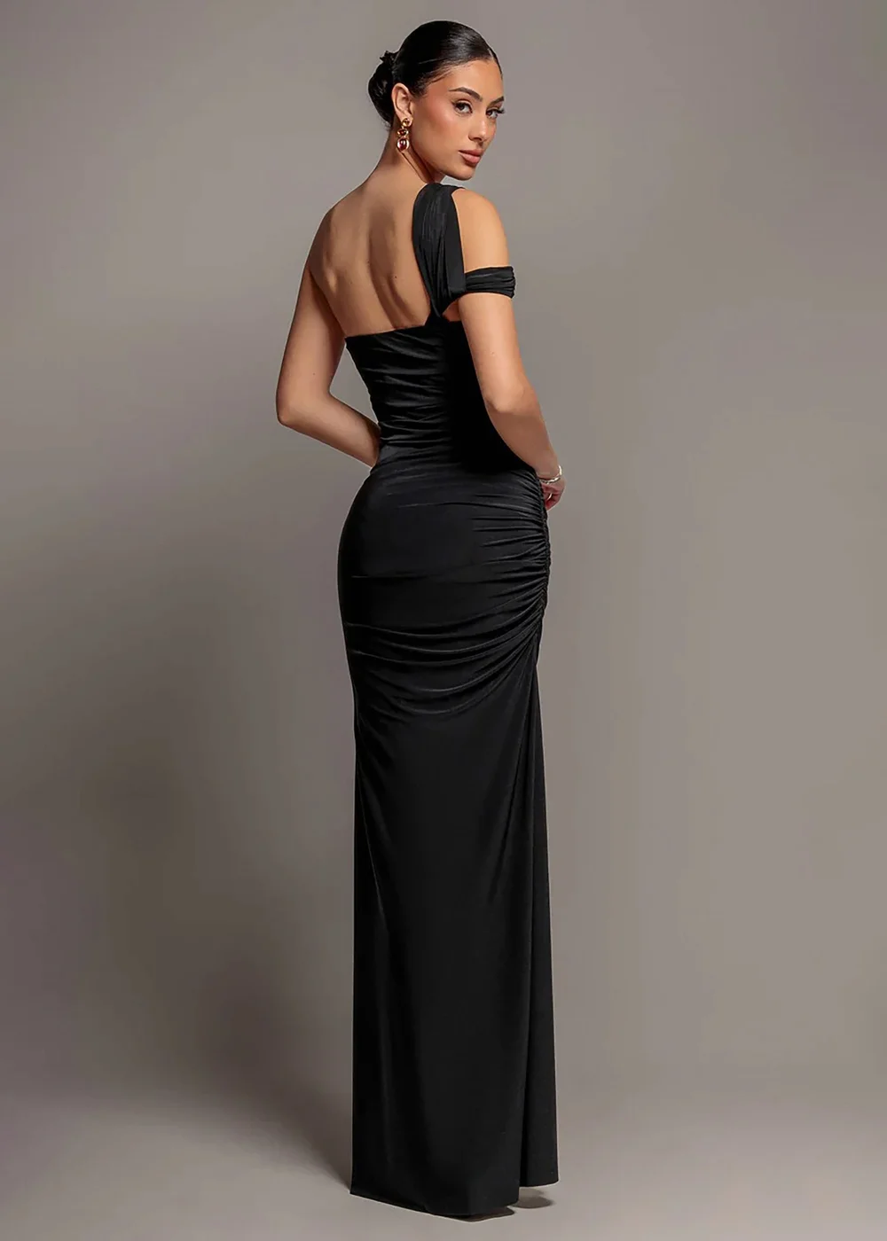 Goddiva Black One Shoulder Asymmetric Twist Maxi Dress - 8 Image 2