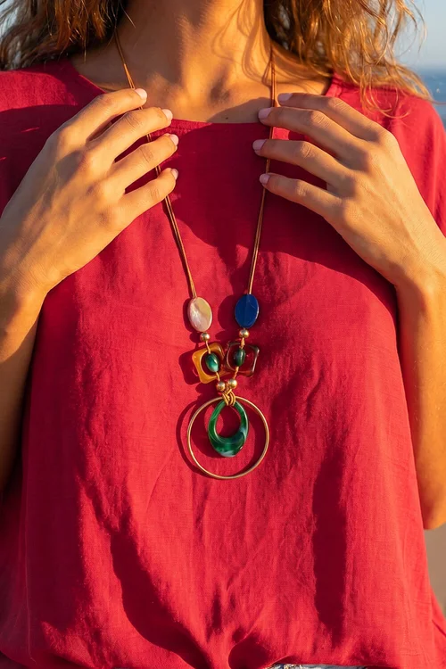 Roman Wine Tunic Top with Necklace - S Image 4