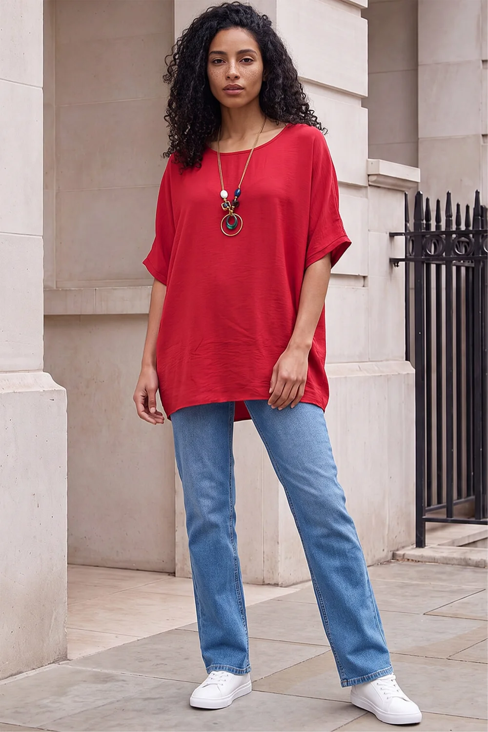 Roman Wine Tunic Top with Necklace - S Image 2