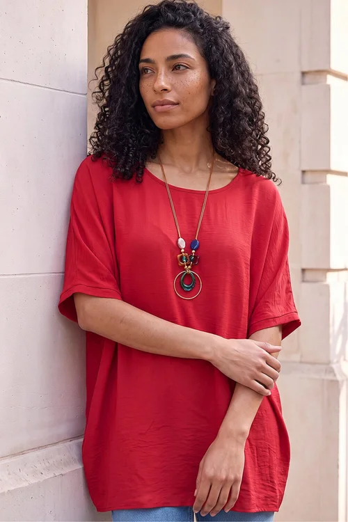 Roman Wine Tunic Top with Necklace - S Image 1