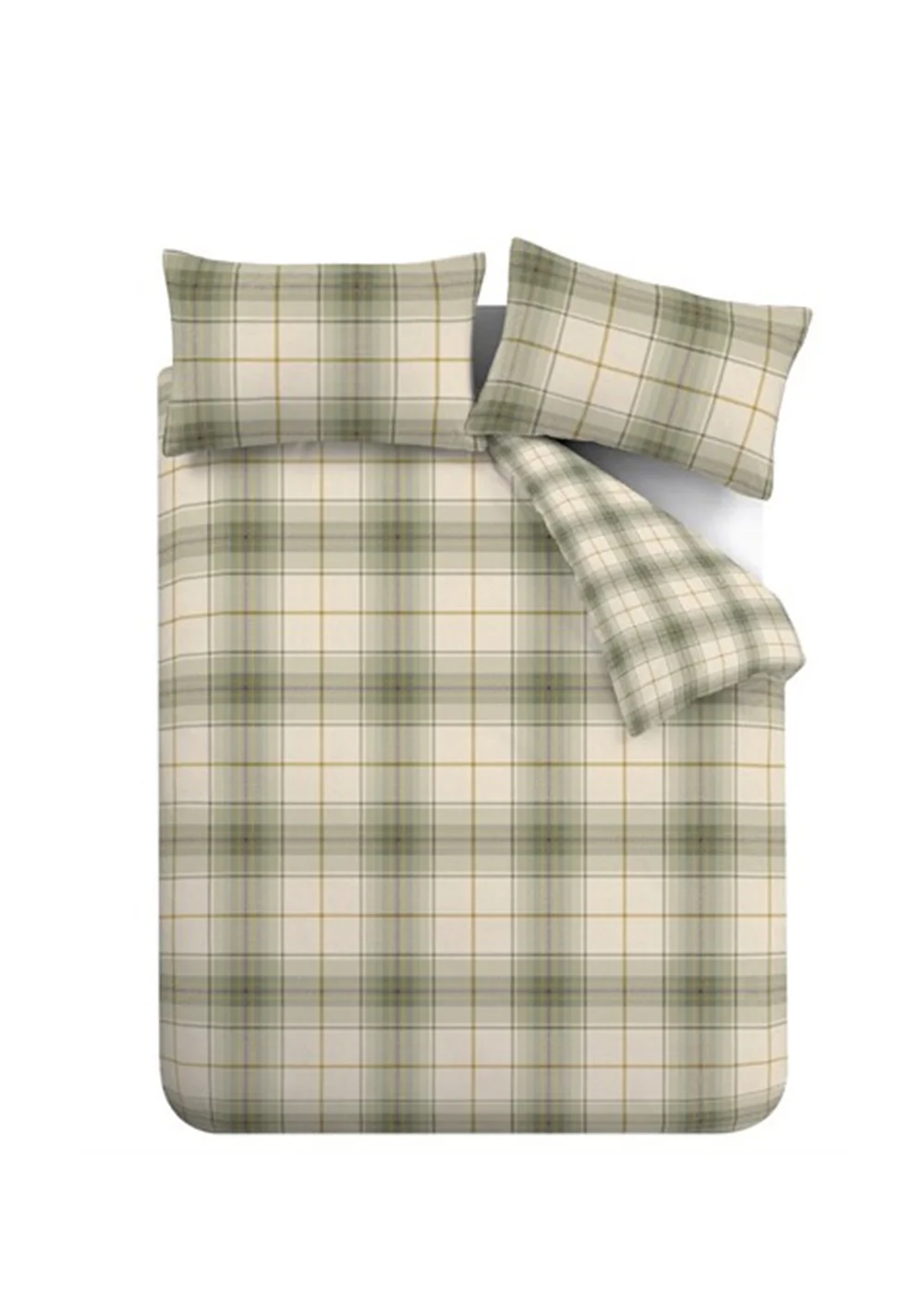 Catherine Lansfield Brushed Troon Check Duvet Cover Set Green - Single Image 5
