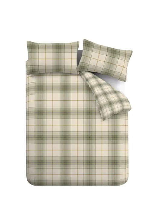 Catherine Lansfield Brushed Troon Check Duvet Cover Set Green - Single Image 5