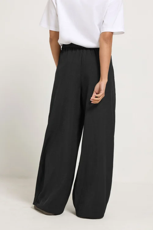 PixieGirl Petite Black Wrap Pleated Wide Leg Trousers - 8/L27 Image 3