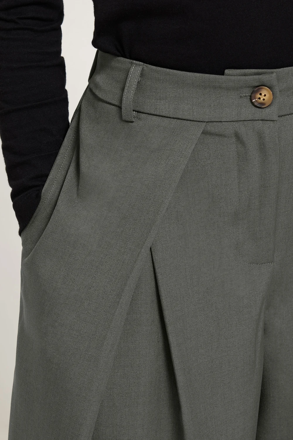 PixieGirl Petite Grey Wrap Pleated Wide Leg Trousers - 14/L27 Image 4