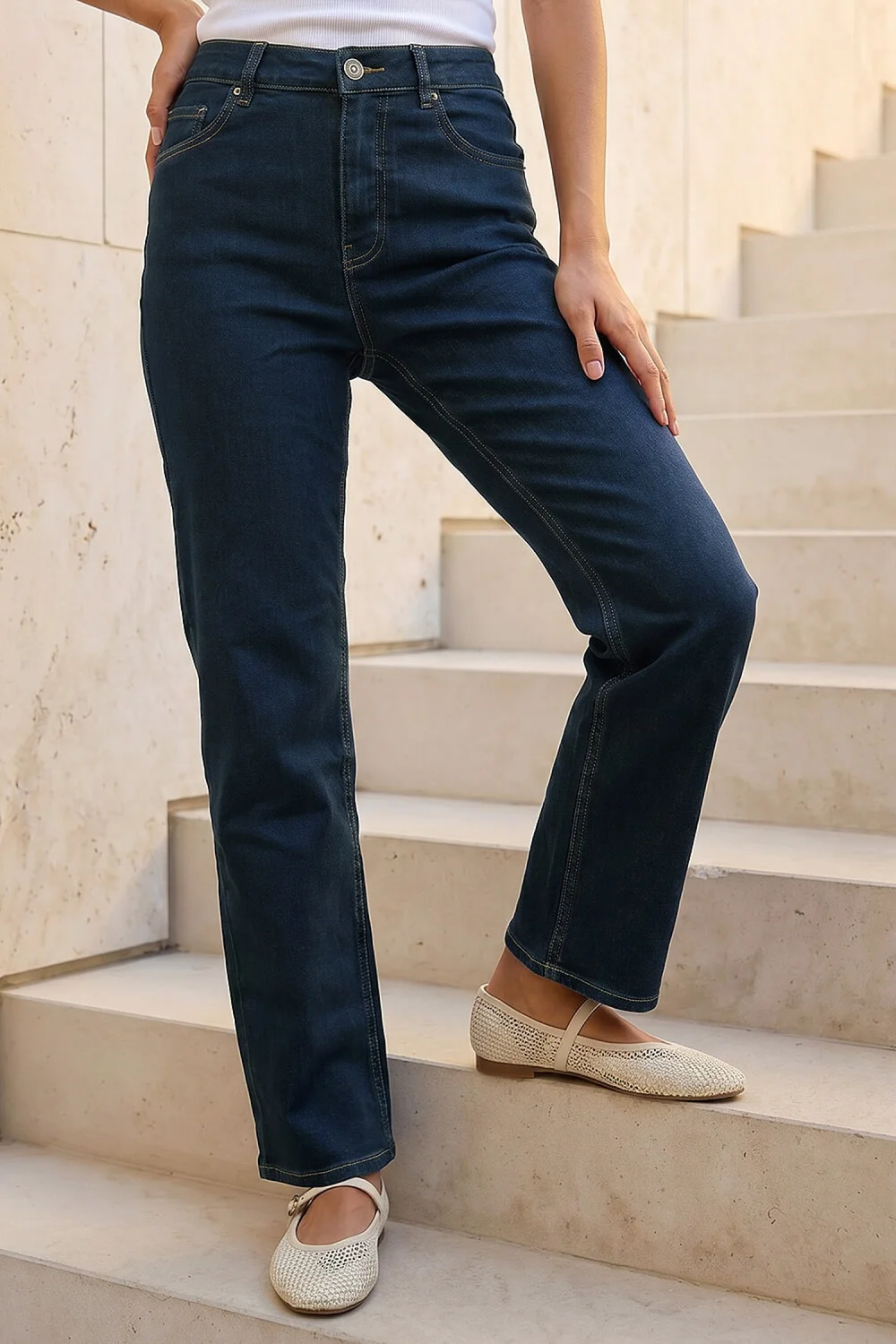 Roman Indigo Straight Leg Stretch Jeans - 16 Image 2