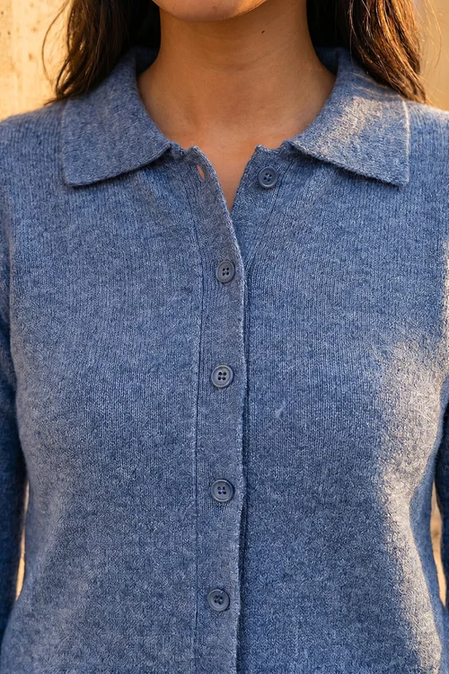 Roman Blue Petite Collar Cardigan - 12 Image 4