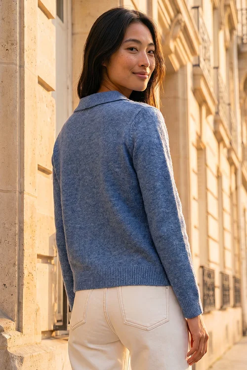 Roman Blue Petite Collar Cardigan - 12 Image 3