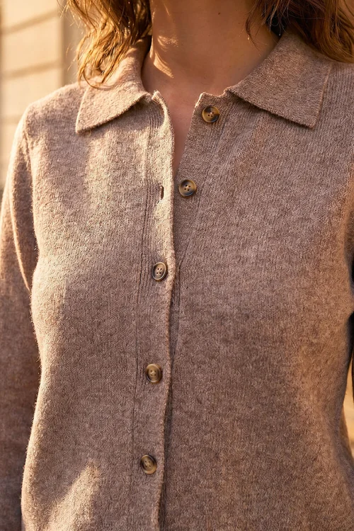 Roman Camel Petite Collar Cardigan - 16 Image 4