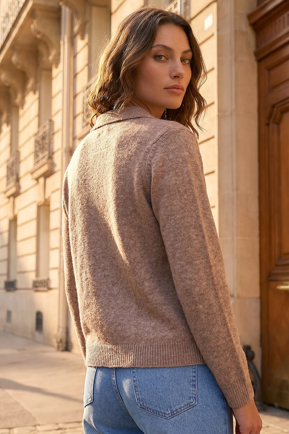 Roman Camel Petite Collar Cardigan - 16 Image 3