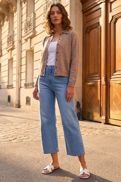 Roman Camel Petite Collar Cardigan - 16 Image 2