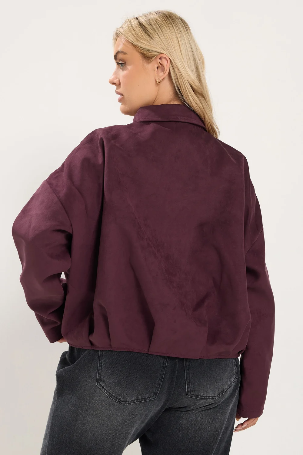 Yours Curve Purple Faux Suede Jacket - 34-36 Image 3