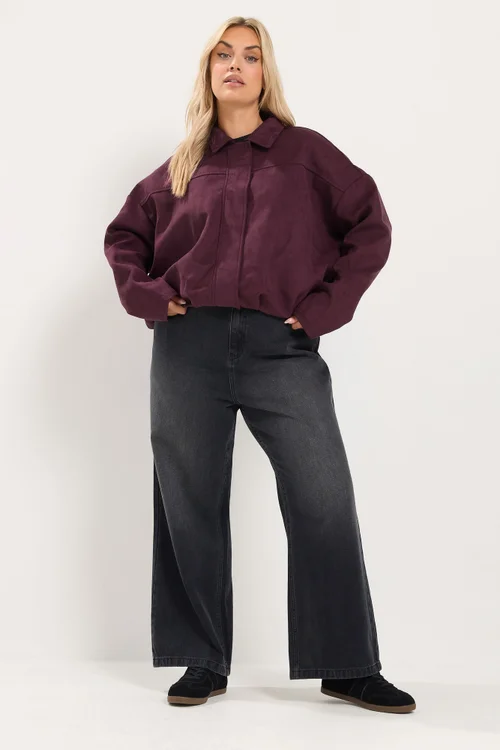 Yours Curve Purple Faux Suede Jacket - 34-36 Image 2