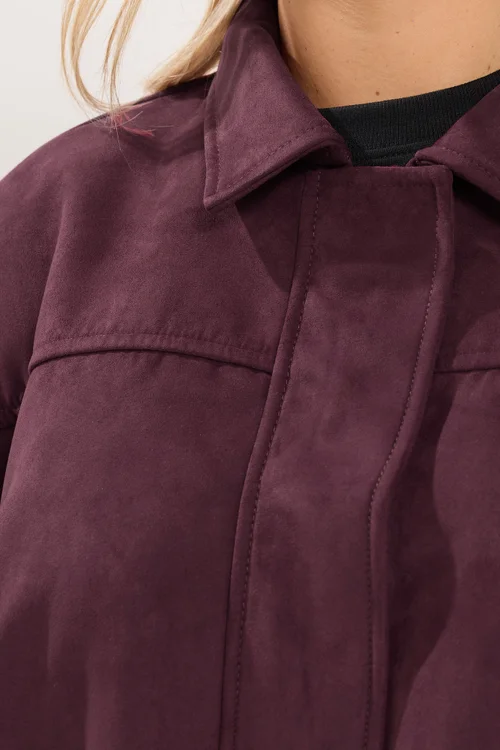 Yours Curve Purple Faux Suede Jacket - 34-36 Image 4
