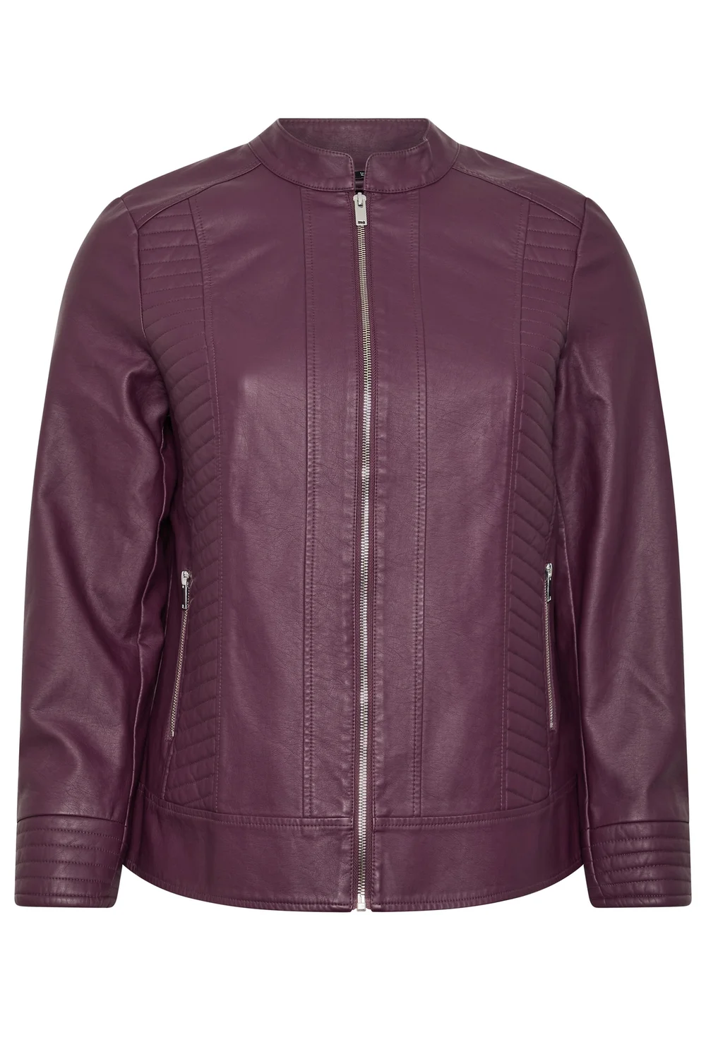 Yours Curve Burgundy Red Faux Leather Jacket - 16 Image 5
