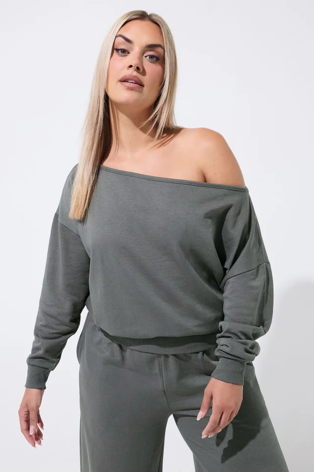 Yours Limited Curve Grey Wide Neckline Sweatshirt