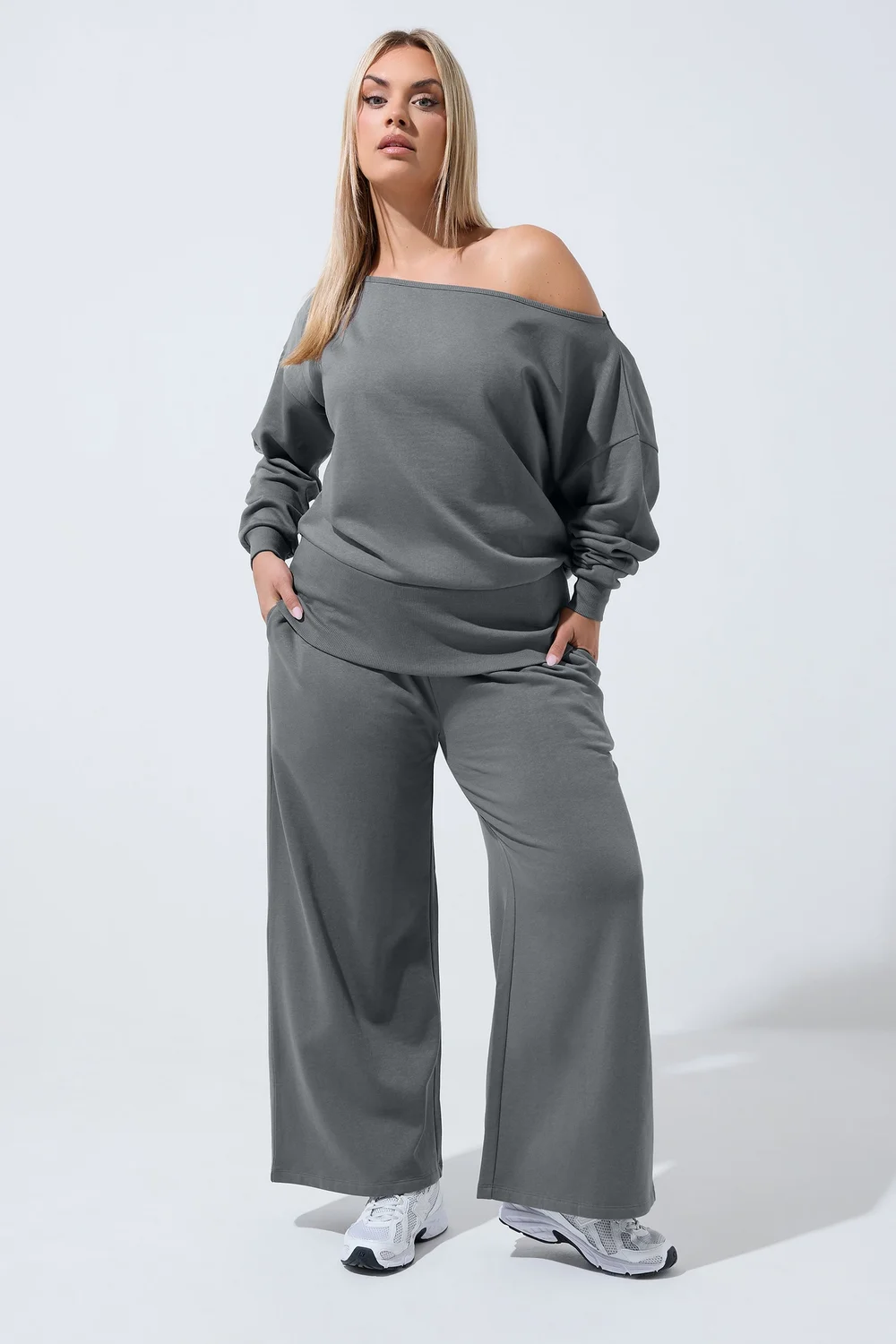 Yours Limited Curve Grey Wide Neckline Sweatshirt - 14 Image 2