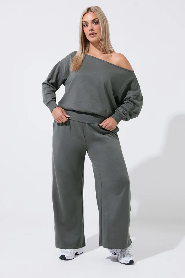 Yours Limited Curve Grey Wide Neckline Sweatshirt