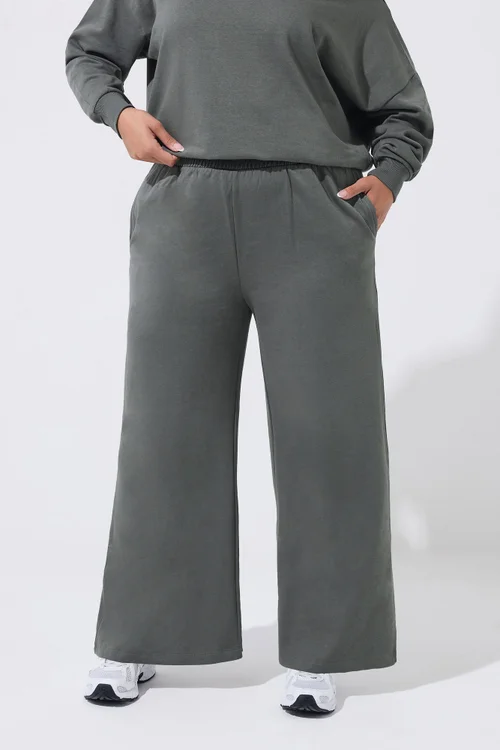 Yours Limited Curve Grey Wide Leg Joggers - 16 Image 1